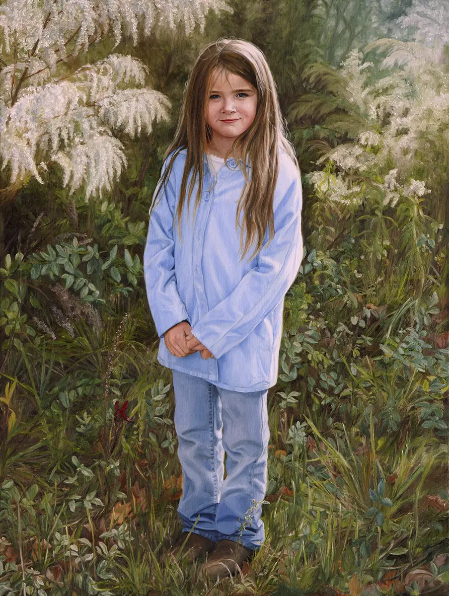 girl in blue jacket